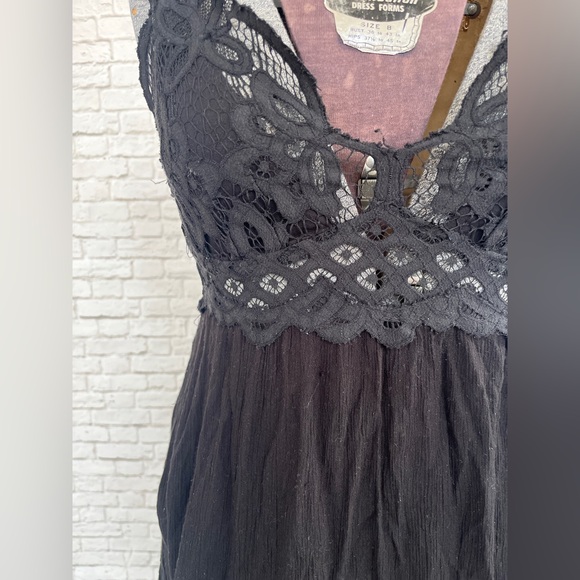 Free People Black Adella Lace Slip Dress medium - Picture 4 of 8